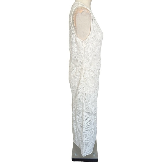 Misa Los Angeles SOFANDEH Midi Dress Embroidered Mesh Off White Medium - Picture 7 of 15
